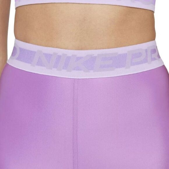 Nike Pro High Waisted 7/8 Length Leggings Compression Pants Shiny Pink White New - Picture 7 of 8